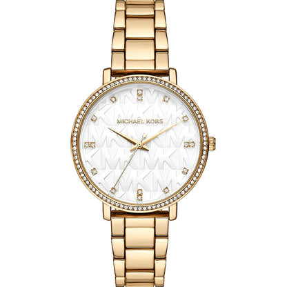 Michael Kors 38mm Ladies Pyper Gold-Tone White Dial Stainless Steel Watch