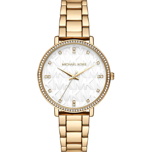 Michael Kors 38mm Ladies Pyper Gold-Tone White Dial Stainless Steel Watch