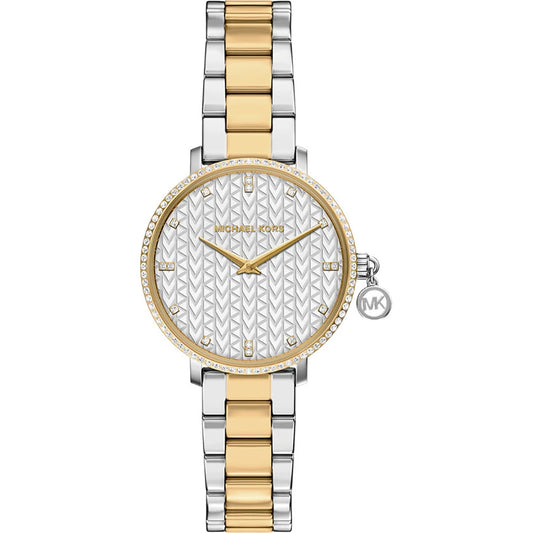Michael Kors 32mm Ladies Pyper Pavé Two Tone Stainless Steel Bracelet Watch