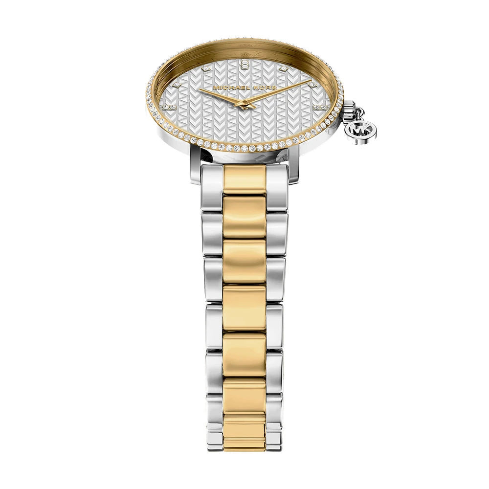Michael Kors 32mm Ladies Pyper Pavé Two Tone Stainless Steel Bracelet Watch