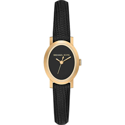 Michael Kors 21mm Ladies Petite Maude Black Dial & Black Strap Gold-Tone Watch