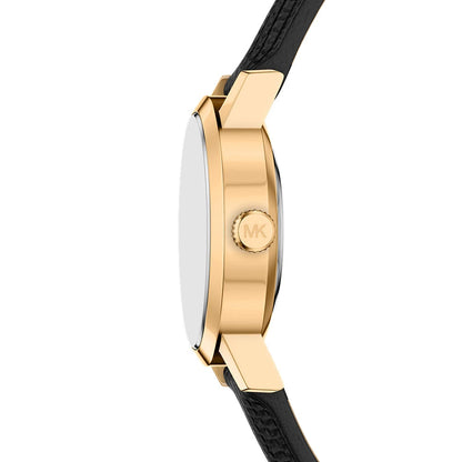 Michael Kors 21mm Ladies Petite Maude Black Dial & Black Strap Gold-Tone Watch