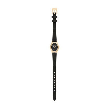 Michael Kors 21mm Ladies Petite Maude Black Dial & Black Strap Gold-Tone Watch