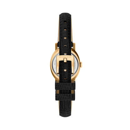Michael Kors 21mm Ladies Petite Maude Black Dial & Black Strap Gold-Tone Watch