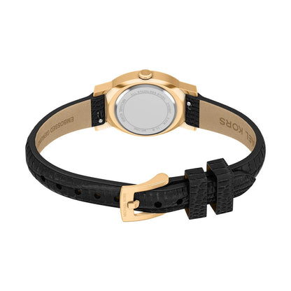 Michael Kors 21mm Ladies Petite Maude Black Dial & Black Strap Gold-Tone Watch