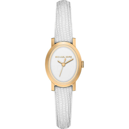 Michael Kors 21mm Ladies Petite Maude White Dial & White Strap Gold-Tone Watch