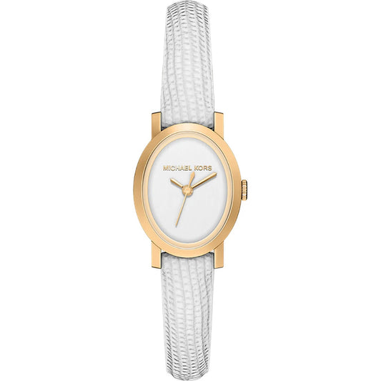 Michael Kors 21mm Ladies Petite Maude White Dial & White Strap Gold-Tone Watch