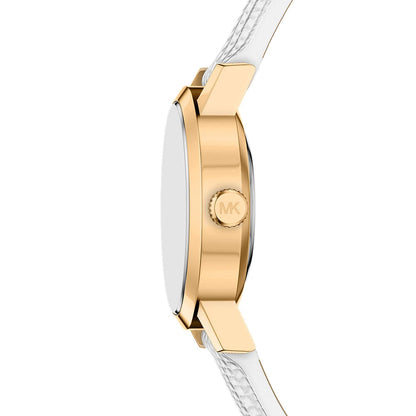 Michael Kors 21mm Ladies Petite Maude White Dial & White Strap Gold-Tone Watch