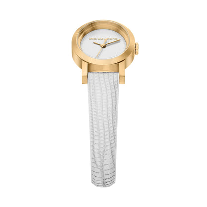 Michael Kors 21mm Ladies Petite Maude White Dial & White Strap Gold-Tone Watch