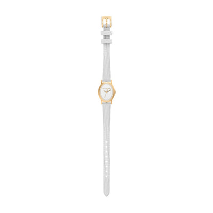 Michael Kors 21mm Ladies Petite Maude White Dial & White Strap Gold-Tone Watch