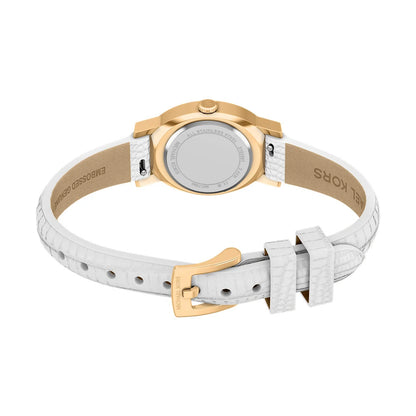 Michael Kors 21mm Ladies Petite Maude White Dial & White Strap Gold-Tone Watch
