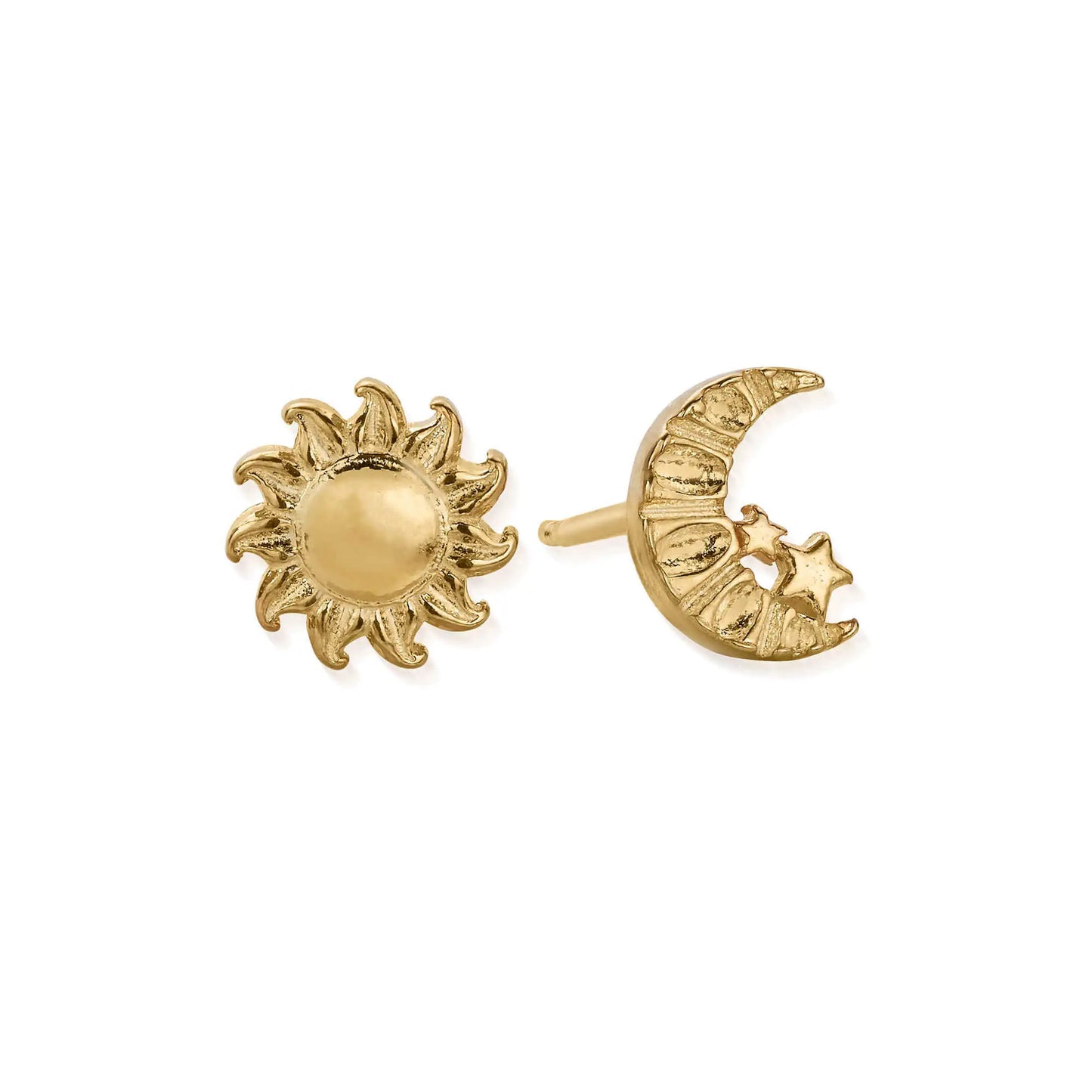 ChloBo 18ct Gold Plated Moon & Sun Stud Earrings