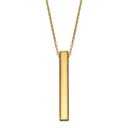 Sterling Silver Yellow Gold Plated Vertical Bar Personalising Necklace