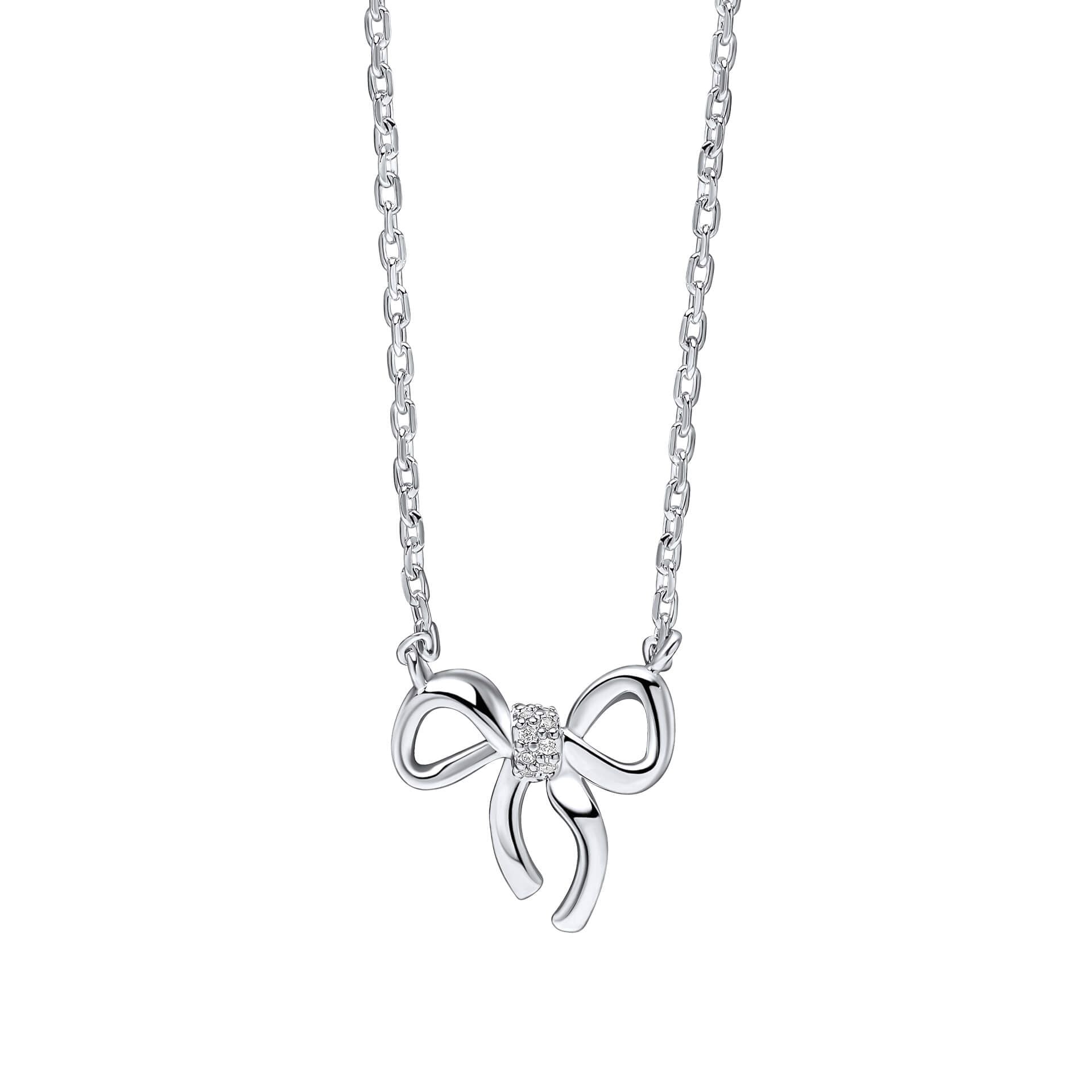 Michael Murphy Ribbion Stack Silver Children's CZ Ribbon Bow Necklace | Children's Jewellery | Jack ...