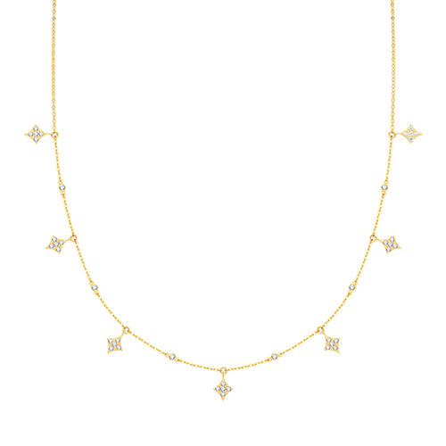 9ct Yellow Gold Diamond Shape CZ Necklet