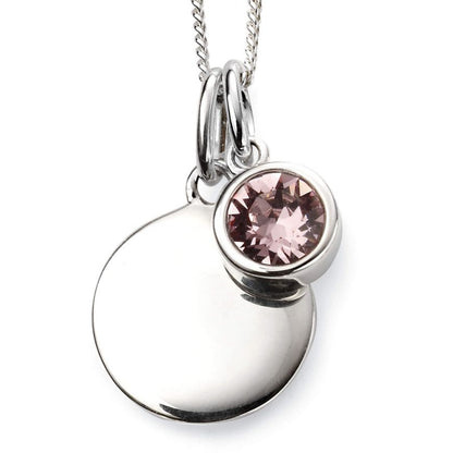 June Sterling Silver Crystal Birthstone Personalising Necklace