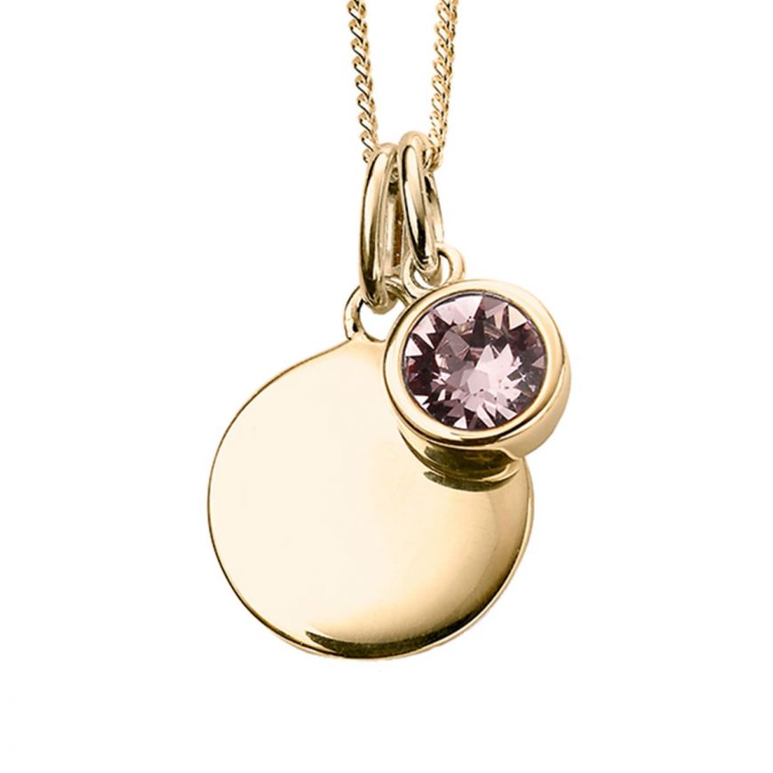 Yellow Gold Plate Crystal Birthstone Personalising Necklace's