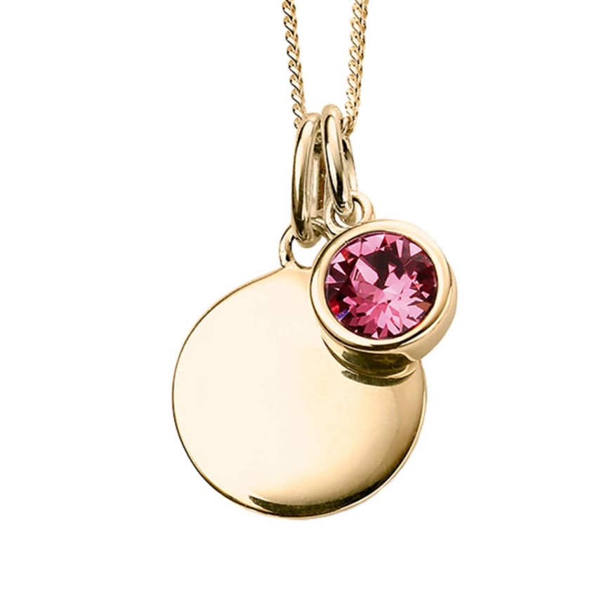 Yellow Gold Plate Crystal Birthstone Personalising Necklace's