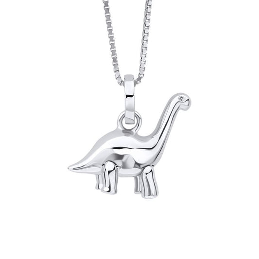 Sterling Silver Children's Diamond Dinosaur Necklace