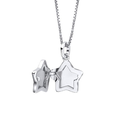 Sterling Silver Children's Diamond Star Locket Necklace