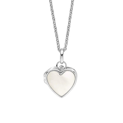 Sterling Silver Children's Mother of Pearl Heart Locket Necklace