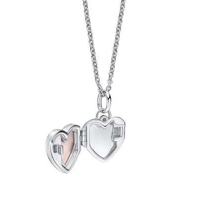 Sterling Silver Children's Mother of Pearl Heart Locket Necklace