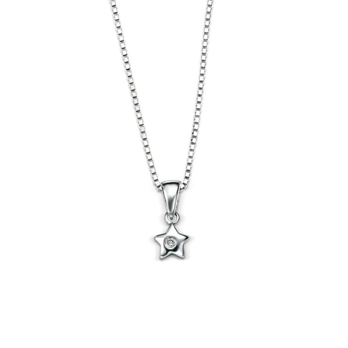 Sterling Silver Children's Diamond Star Necklace