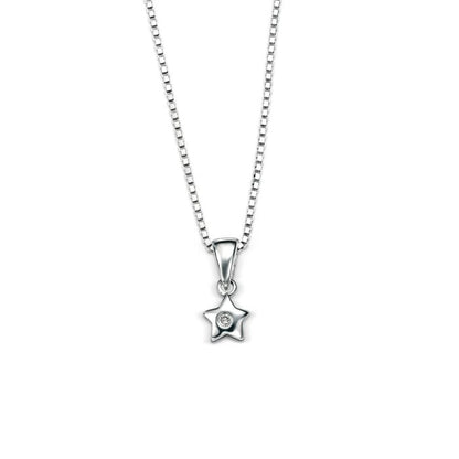 Sterling Silver Children's Diamond Star Necklace