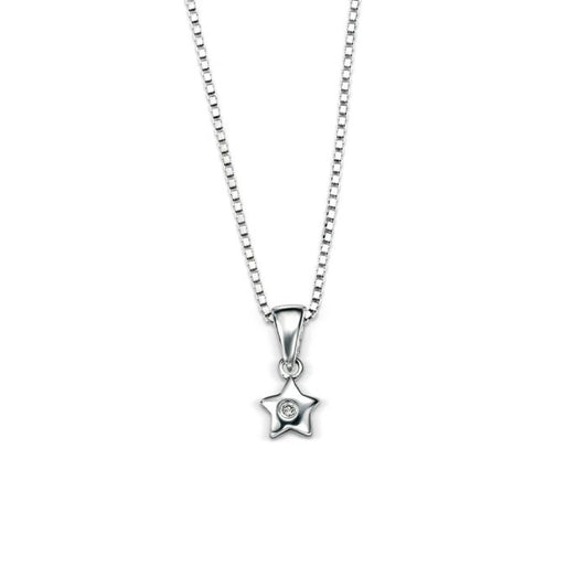 Sterling Silver Children's Diamond Star Necklace