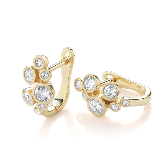 9ct Yellow Gold Cluster Bubble Diamond Hoop Earrings, 0.50ct