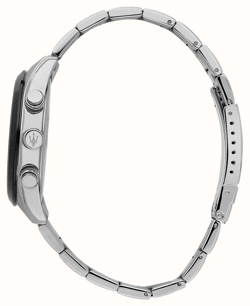 Maserati 43mm Attrazione White & Black Steel Chronograph Link Watch