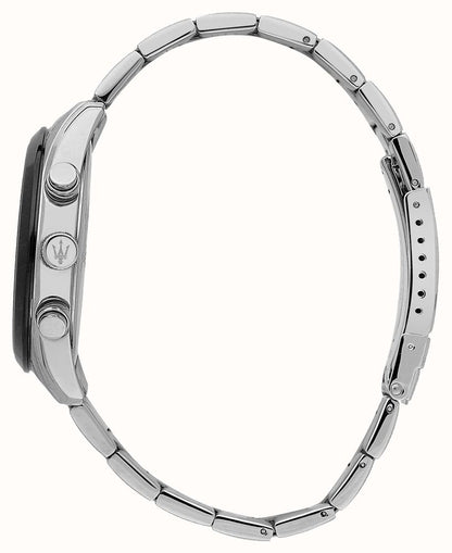 Maserati 43mm Attrazione White & Black Steel Chronograph Link Watch