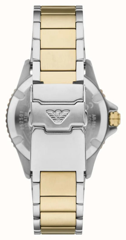 Emporio Armani 42mm World Explorer Blue Dial Two Tone Bracelet Watch