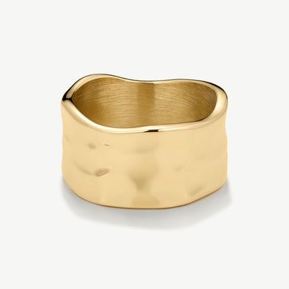 D.LOUISE Yellow Gold Plate Textured Band Ring