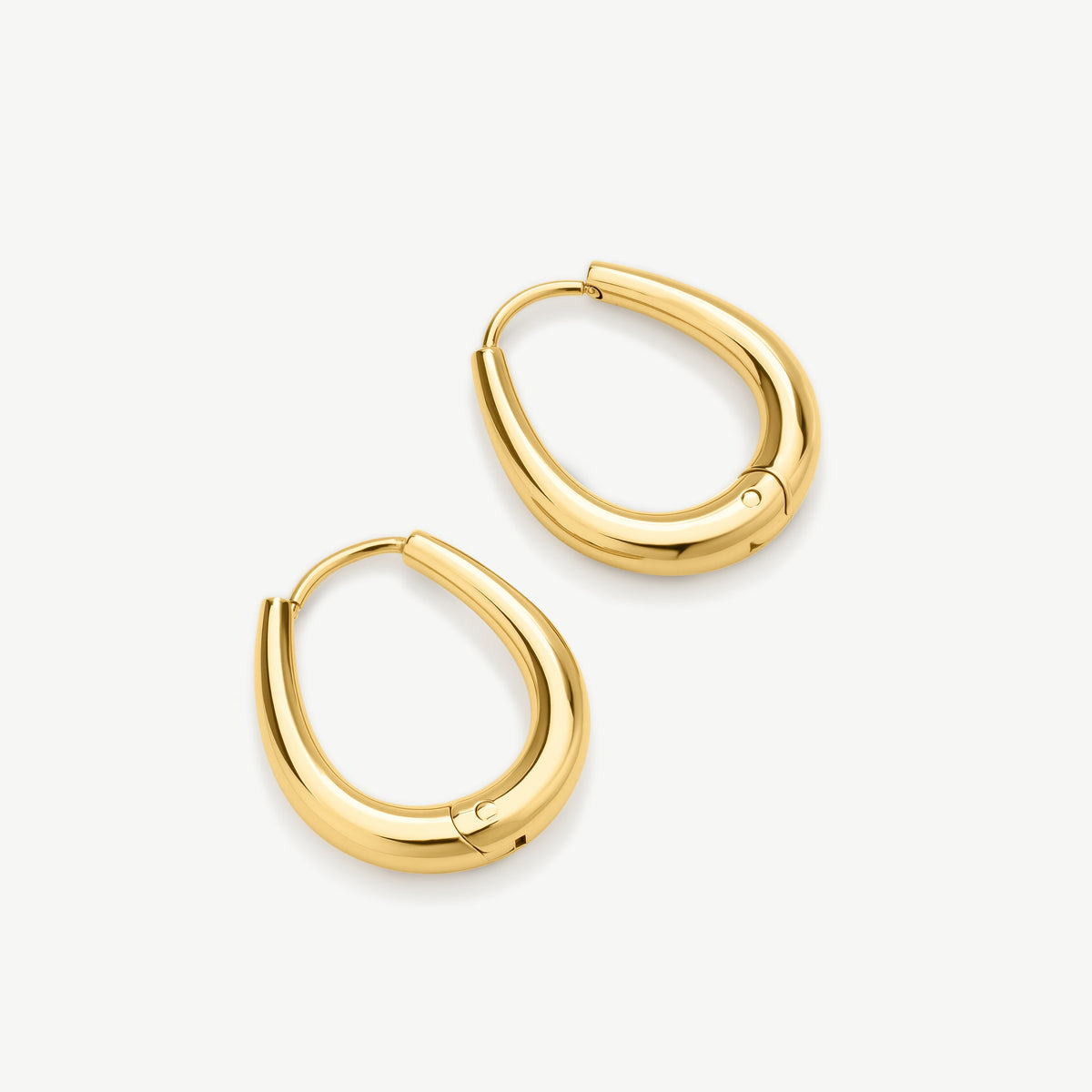 D.LOUISE Yellow Gold Plate 15mm Tapered Oval Hoops