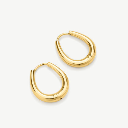 D.LOUISE Yellow Gold Plate 15mm Tapered Oval Hoops