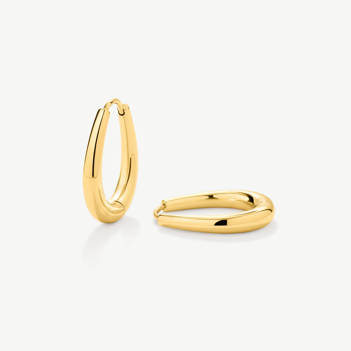 D.LOUISE Yellow Gold Plate 15mm Tapered Oval Hoops