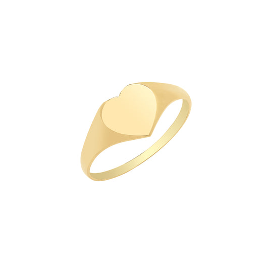 9ct Yellow Gold Heart Shaped Signet Ring