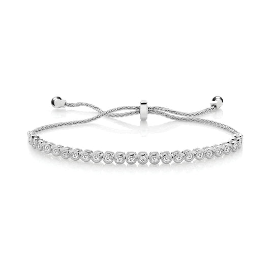 Sterling Silver 2.5mm CZ Drawstring Line Bracelet