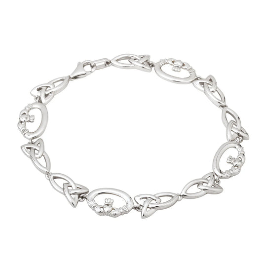 Sterling Silver Claddagh & Trinity Knot Bracelet