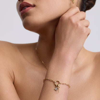 D.LOUISE Yellow Gold Plate Paperclip Chain Charm Bracelet