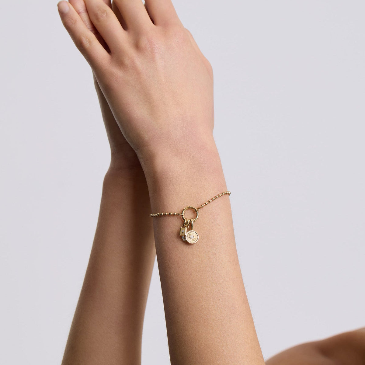D.LOUISE Yellow Gold Plate Ball Chain Charm Bracelet