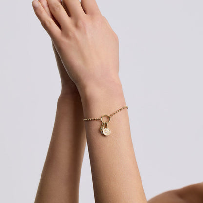 D.LOUISE Yellow Gold Plate Ball Chain Charm Bracelet
