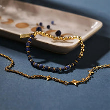 Load image into Gallery viewer, ChloBo Yellow Gold Plated Story Of The Moon Sodalite Bracelet