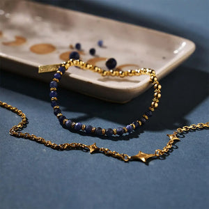 ChloBo Yellow Gold Plated Story Of The Moon Sodalite Bracelet