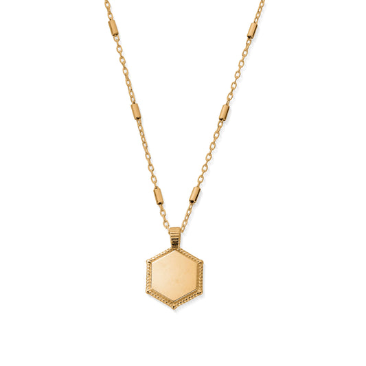 ChloBo 18ct Gold Plated Personalising Hexagon Coin Necklace