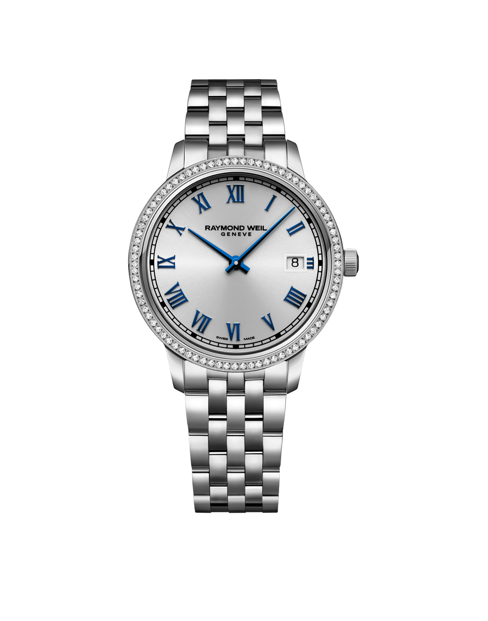 Raymond Weil 34mm Toccata Diamond Rim Mother of Pearl Watch, 0.24ct