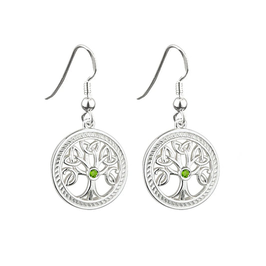 Sterling Silver Irish Tree Of Life Drop Earrings