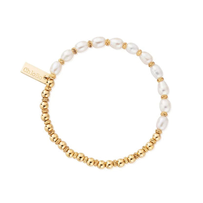 ChloBo Gold Plated Story of Love Freshwater Pearl Bracelet