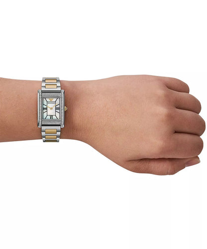 Emporio Armani 32mm Ladies Genni Mother of Pearl Dial Two Tone Yellow Gold & Silver Bracelet Watch